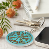 Vegvisir. De Magische Navigatie Viking Compass Sleutelhanger (Voorkant Rechts)