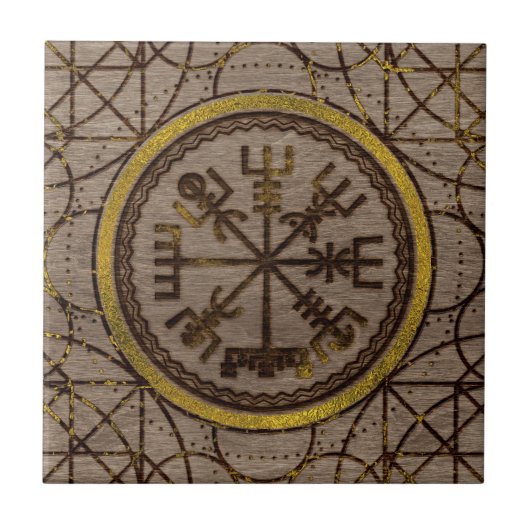 Vegvisir. De Magische Navigatie Viking Compass Tegeltje (Voorkant)