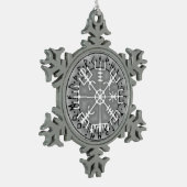 Vegvísir IJslandse magische amulettrap Tin Sneeuwvlok Ornament (Links)