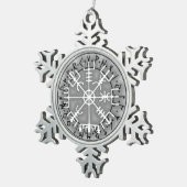 Vegvísir IJslandse magische amulettrap Tin Sneeuwvlok Ornament (Rechts)