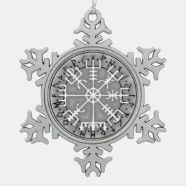 Vegvísir IJslandse magische amulettrap Tin Sneeuwvlok Ornament