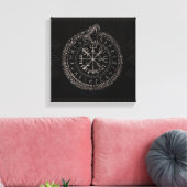 Vegvisir met Ouroboros en runes Canvas Afdruk (Insitu (Woonkamer))