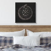 Vegvisir met Ouroboros en runes Canvas Afdruk (Insitu (Slaapkamer))