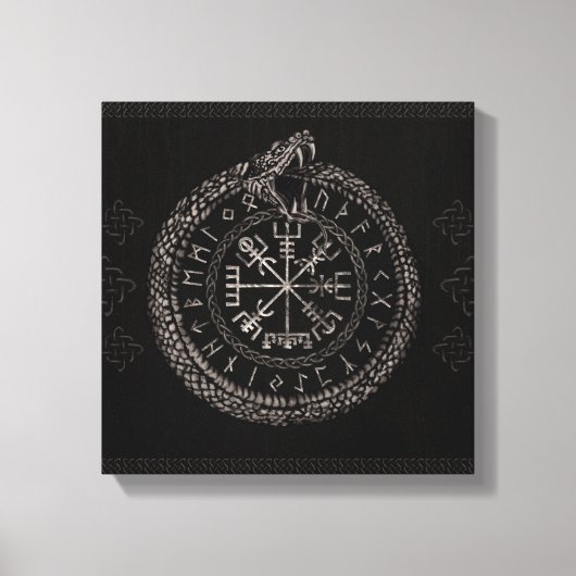 Vegvisir met Ouroboros en runes Canvas Afdruk (Voorkant)