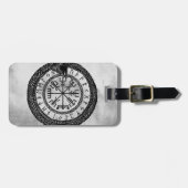 Vegvisir met Ouroboros en runes - grayscale Bagagelabel (Voorkant horizontaal)