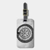 Vegvisir met Ouroboros en runes - grayscale Bagagelabel (Voorkant verticaal)