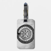 Vegvisir met Ouroboros en runes - grayscale Bagagelabel (Achterkant verticaal)