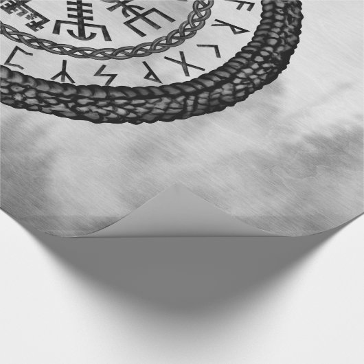 Vegvisir met Ouroboros en runes - grayscale Cadeaupapier (Hoek)