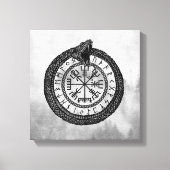 Vegvisir met Ouroboros en runes - grayscale Canvas Afdruk (Voorkant)
