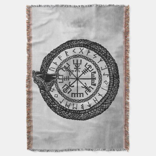 Vegvisir met Ouroboros en runes - grayscale Deken (Voorkant Verticaal)