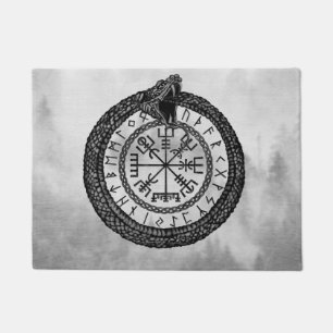 Vegvisir met Ouroboros en runes - grayscale Deurmat