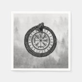 Vegvisir met Ouroboros en runes - grayscale Servet (Voorkant)