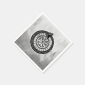 Vegvisir met Ouroboros en runes - grayscale Servet (Hoek)