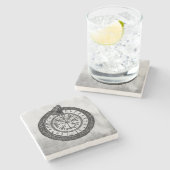 Vegvisir met Ouroboros en runes - grayscale Stenen Onderzetter (Zijkant)