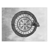 Vegvisir met Ouroboros en runes - grayscale Tafelkleed (Voorkant (Horizontaal))