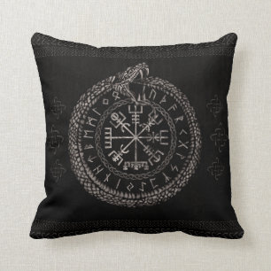 Vegvisir met Ouroboros en runes Kussen