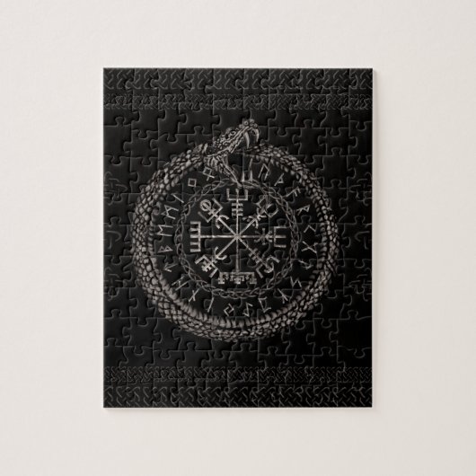 Vegvisir met Ouroboros en runes Legpuzzel (Verticaal)