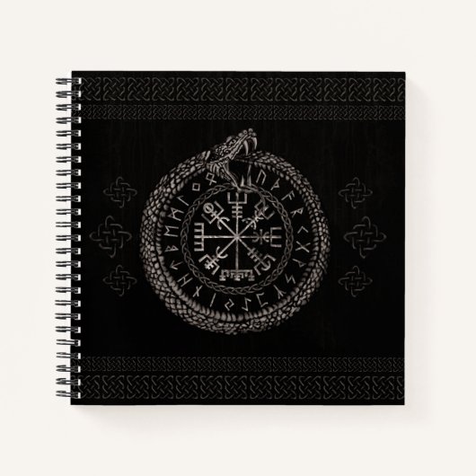 Vegvisir met Ouroboros en runes Notitieboek (Voorkant)