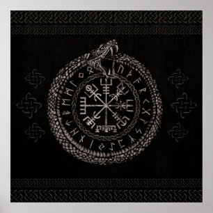 Vegvisir met Ouroboros en runes Poster