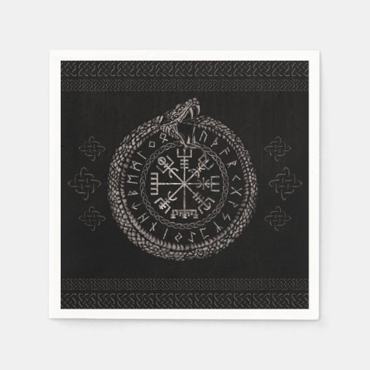 Vegvisir met Ouroboros en runes Servet (Voorkant)