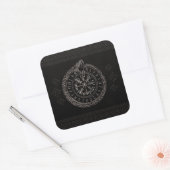 Vegvisir met Ouroboros en runes Vierkante Sticker (Envelop)