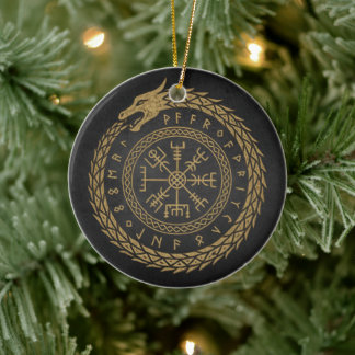 Vegvisir Noorse Slang Runencirkelontwerp Keramisch Ornament