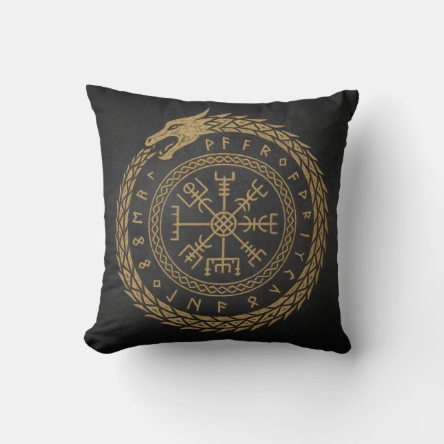 Vegvisir Noorse Slang Runencirkelontwerp Kussen (Voorkant)