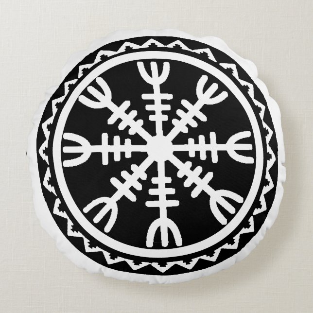 Vegvisir Protection Compass Pillow Rond Kussen (Voorkant)