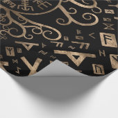 Vegvisir Tree of life Yggdrasil and Runes Cadeaupapier (Hoek)