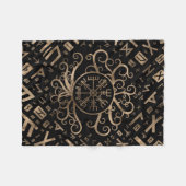 Vegvisir Tree of life Yggdrasil and Runes Fleece Deken (Voorkant (Horizontaal))
