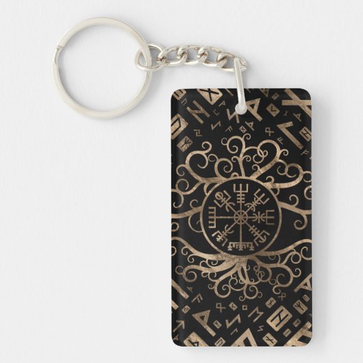 Vegvisir Tree of life Yggdrasil and Runes Sleutelhanger (Voorkant)