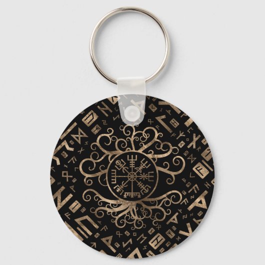 Vegvisir Tree of life Yggdrasil and Runes Sleutelhanger (Voorkant)