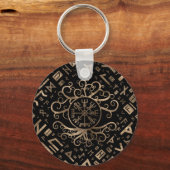 Vegvisir Tree of life Yggdrasil and Runes Sleutelhanger (Voorkant)