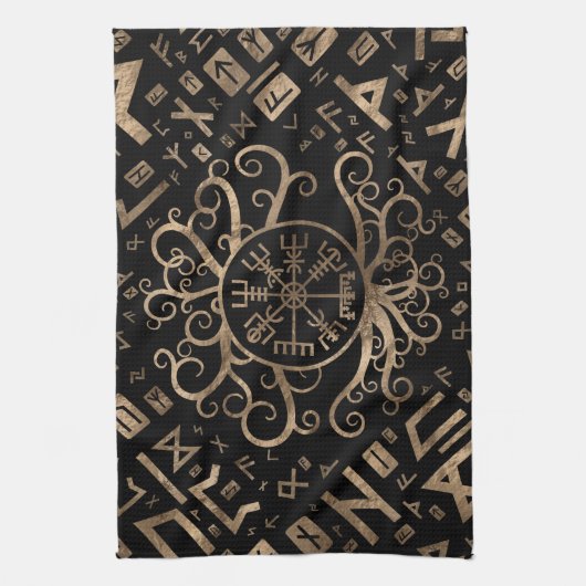 Vegvisir Tree of life Yggdrasil and Runes Theedoek (Verticaal)