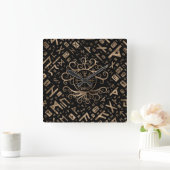 Vegvisir Tree of life Yggdrasil and Runes Vierkante Klok (Huis)