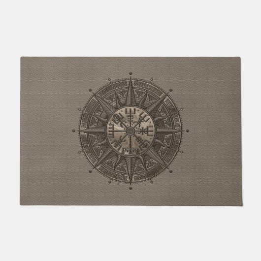 Vegvisir - Viking Compass - beige leder en goud Deurmat (Voorkant)