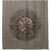 Vegvisir - Viking Compass - beige leder en goud Douchegordijn (Voorkant)