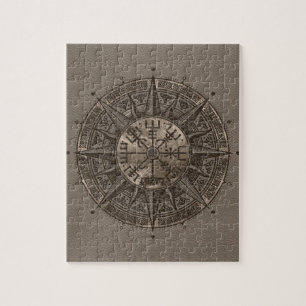 Vegvisir - Viking Compass - beige leder en goud Legpuzzel