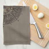 Vegvisir - Viking Compass - beige leder en goud Theedoek (Quarter Fold)