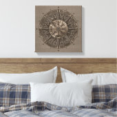 Vegvisir - Viking Compass - Beige leer en goud Canvas Afdruk (Insitu (Slaapkamer))