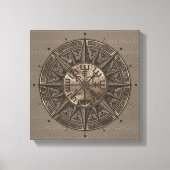 Vegvisir - Viking Compass - Beige leer en goud Canvas Afdruk (Voorkant)