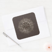 Vegvisir - Viking Compass - bruin leder en goud Vierkante Sticker (Envelop)
