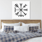 Vegvísir (Viking Compass) Canvas Afdruk (Insitu (Slaapkamer))
