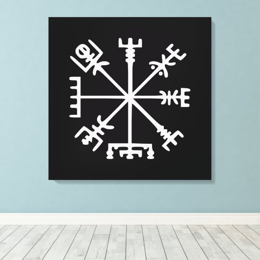 Vegvísir (Viking Compass) Canvas Afdruk (Insitu (Houten vloer))
