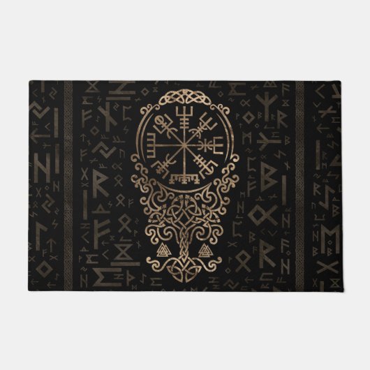Vegvisir - Viking Compass op Futhark-patroon Deurmat (Voorkant)