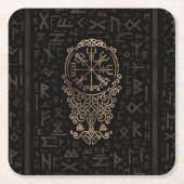 Vegvisir - Viking Compass op Futhark-patroon Kartonnen Onderzetters (Voorkant)