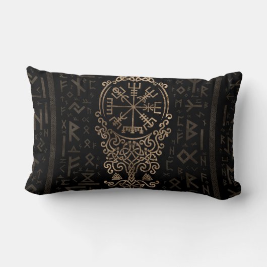 Vegvisir - Viking Compass op Futhark-patroon Kussen (Achterkant)
