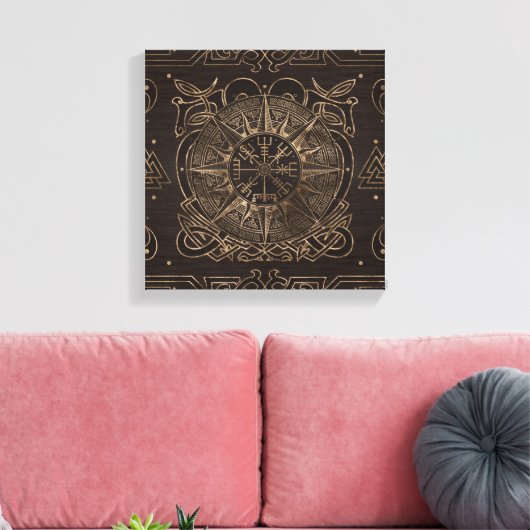 Vegvisir - Viking Compass Ornament Canvas Afdruk (Insitu (Woonkamer))