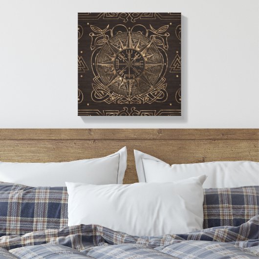 Vegvisir - Viking Compass Ornament Canvas Afdruk (Insitu (Slaapkamer))