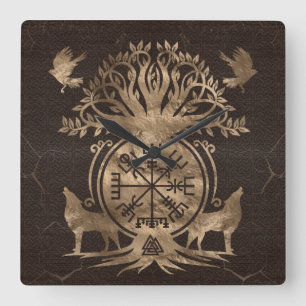 Vegvisir - Viking Compass Ornament Vierkante Klok